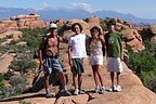 The four of us along the Hike to Double O Arch