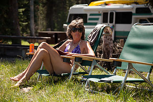 Lolo relaxing at Mazama Campground