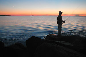 Dad Fishing Lobsterville at Sunset - AJG