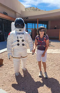 Lolo making friends at Meteor Crater