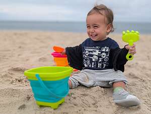 Walker enjoying the sand