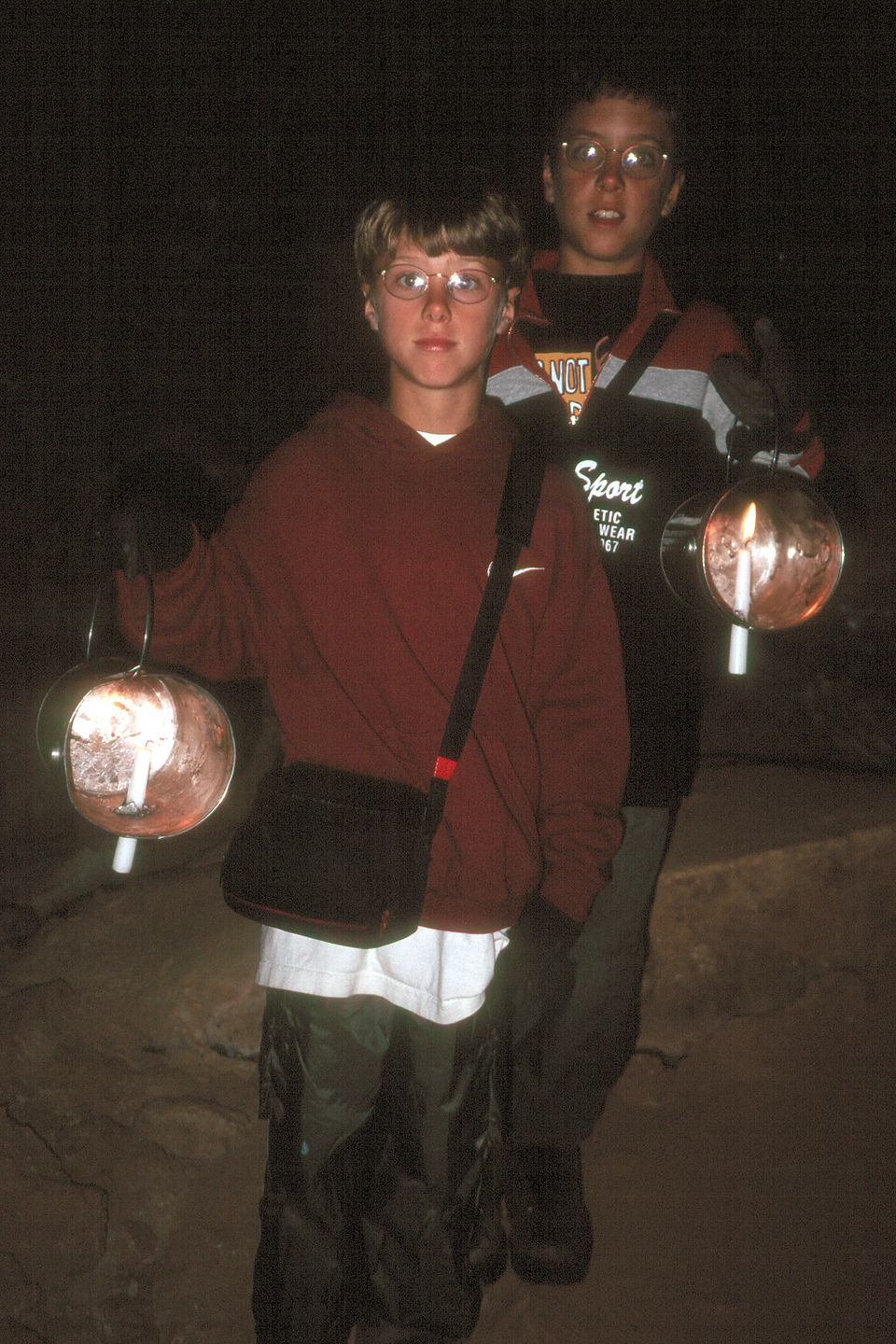 Boys on Candlelight Tour of caves