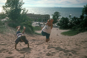 Kid's dune jumping