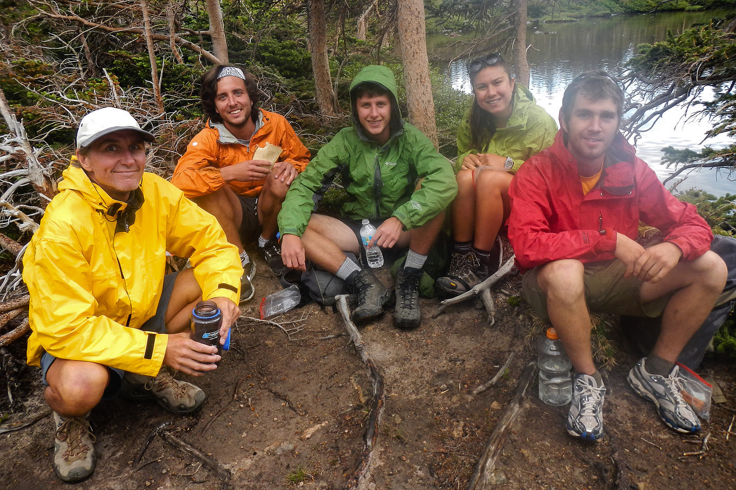 Lake Helene Hikers Lunching in Rain