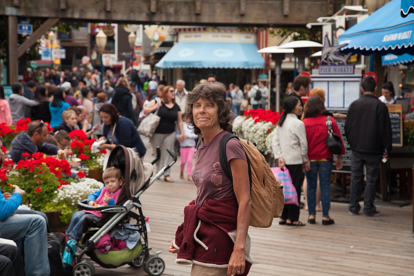 Lolo with Pier 39 Tourists