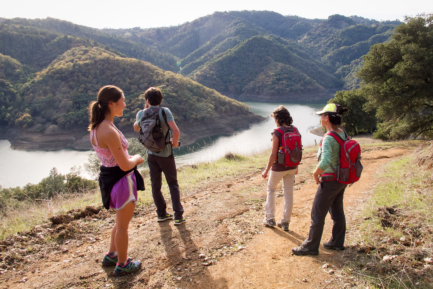 Hikers on Lake Sonoma Canoe Trail