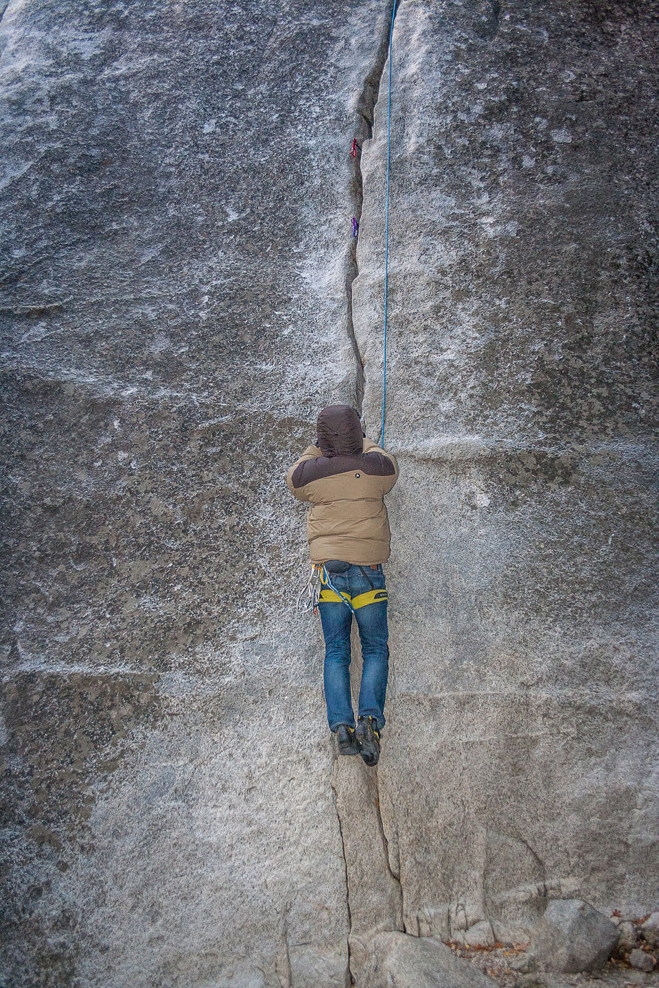 Tommy's First Crack Climb Wearing Mittens