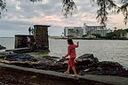 Lolo on Coconut Island - with our hotel in background