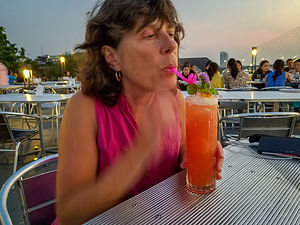 Lolo enjoying her first Mai Tai in Thailand