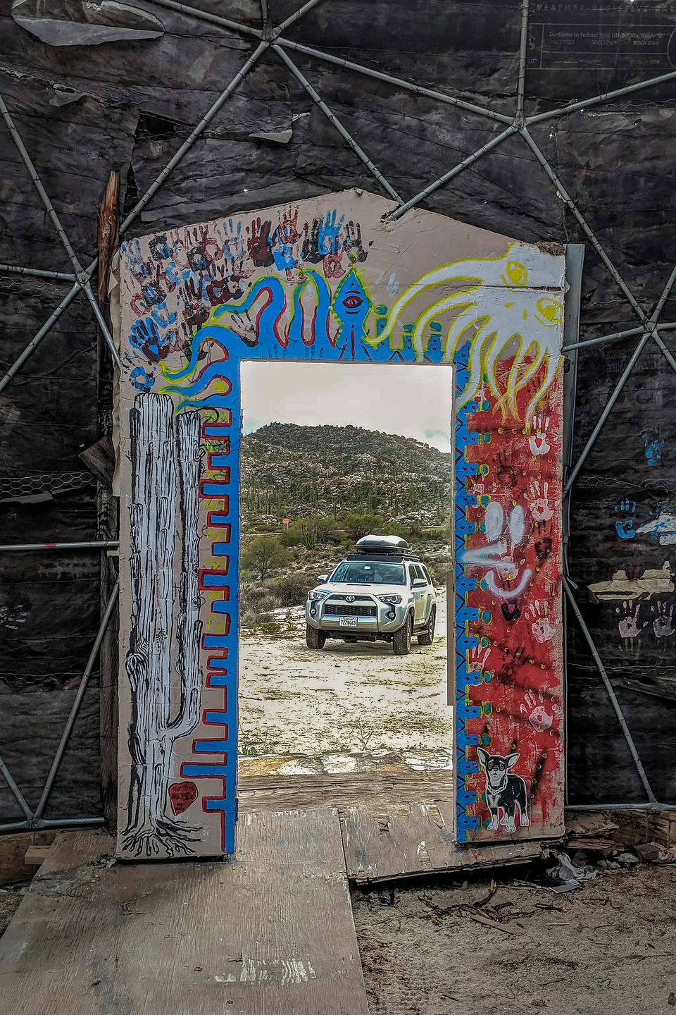 Looking out of the old Catavina cave painting museum