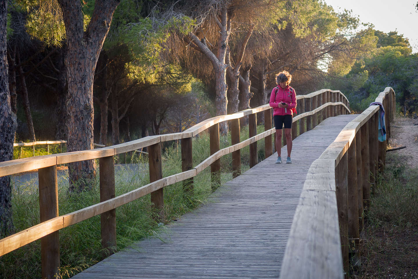 Walk along the boardwalk to the beach at La Marina