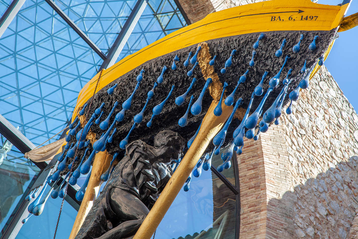 Dali’s boat, with blue tears made of condoms to express his grief for the loss of his soulmate and wife Gala