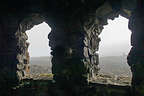 What should have been a great view through the windows of the Dee Wright Observatory,