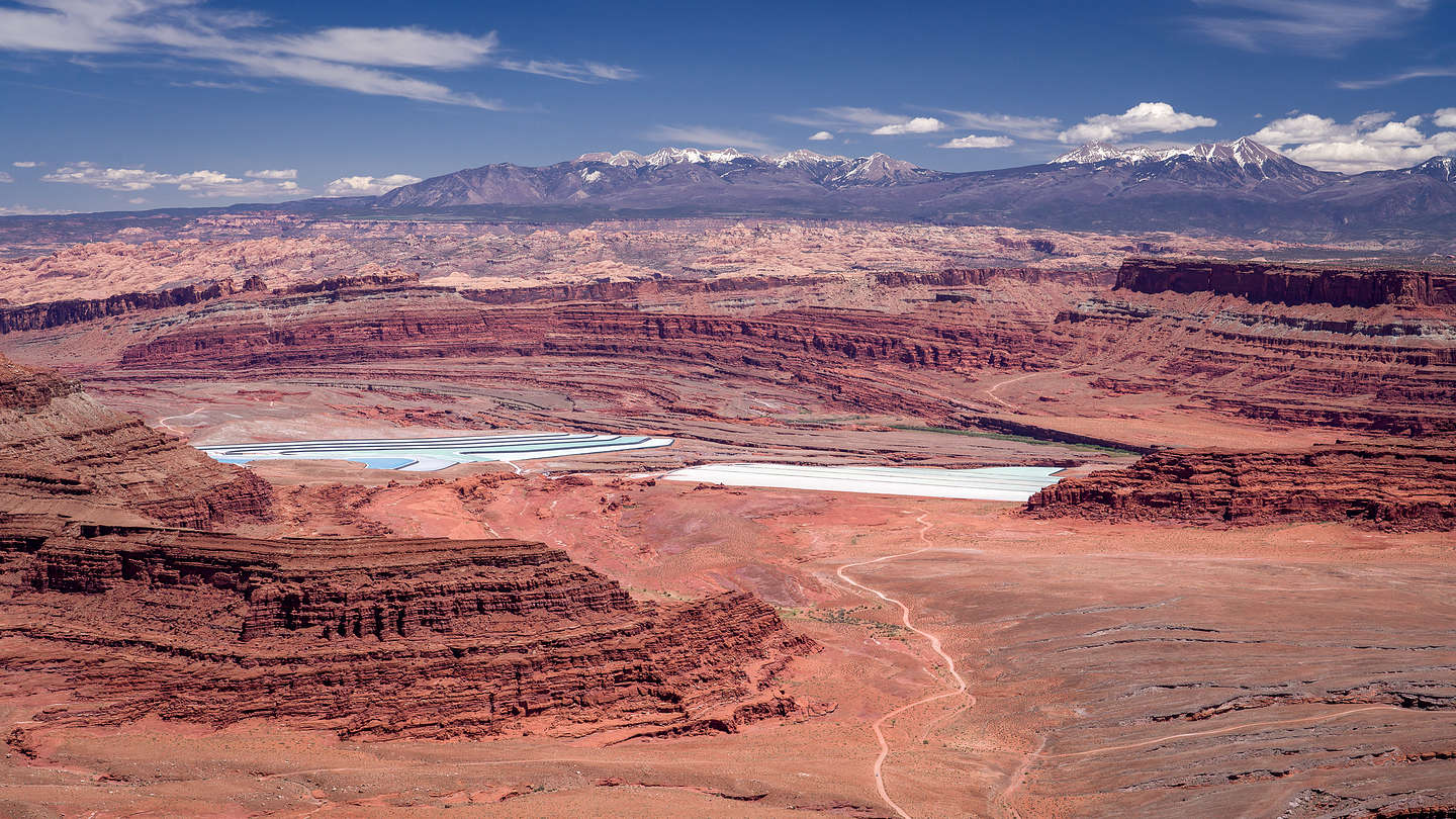 Potash Road and Potash Evaporation Pools from Grand View Point Overlook