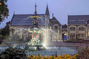 Peacock Fountain at night