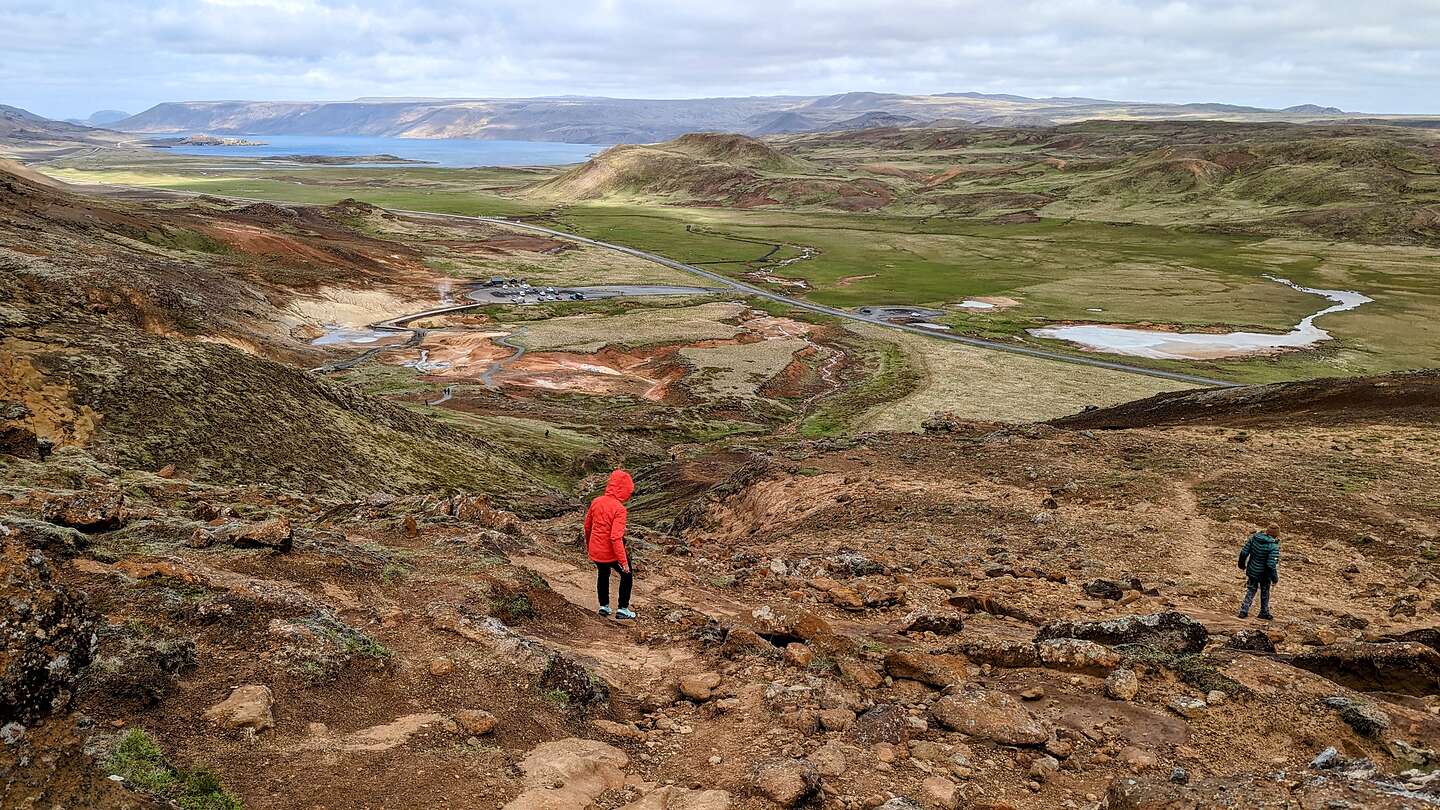 Back down through the lava field