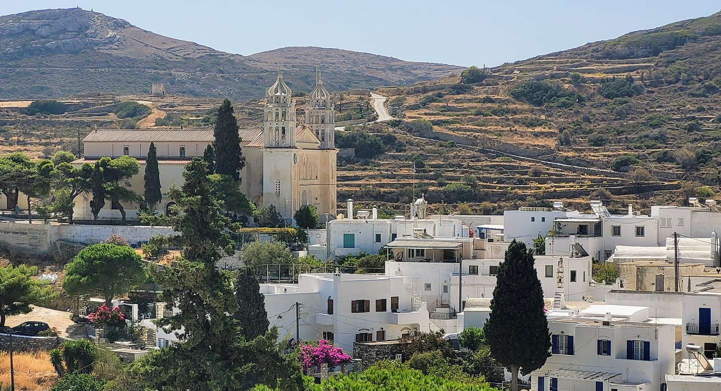 Lefkes with Agia Triada in background